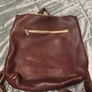 Portland Leather laptop backpack in color nutmeg